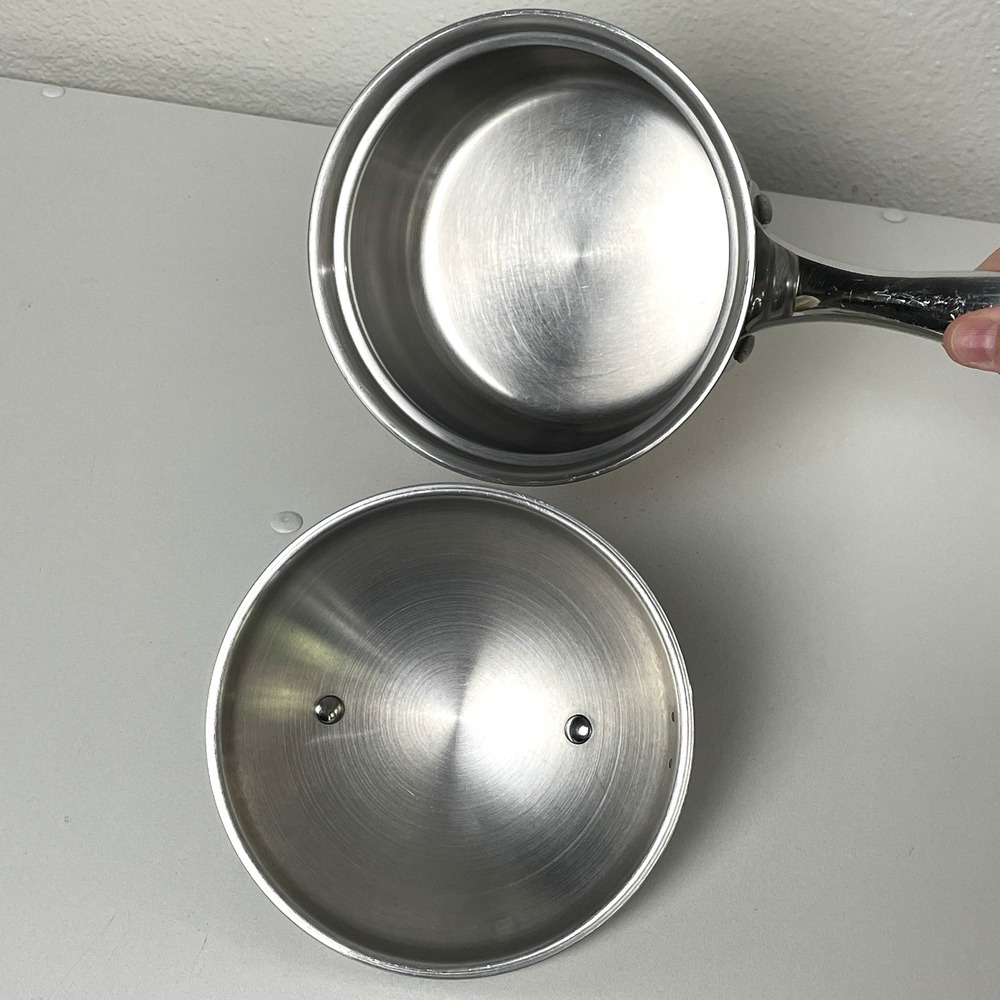 Belgique Stainless Steel Sauce Pans 1 qt & 3 qt Vented Lid Copper Bottom - Picture 8 of 16